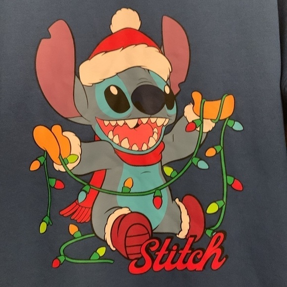 Disney Christmas Stitch Blue Sweatshirt Size XL - Picture 2 of 6